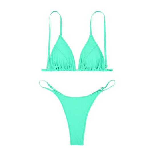 Damen Triangel-Bikini mit ultra-hohem Beinausschnitt und feiner Raffung EB
