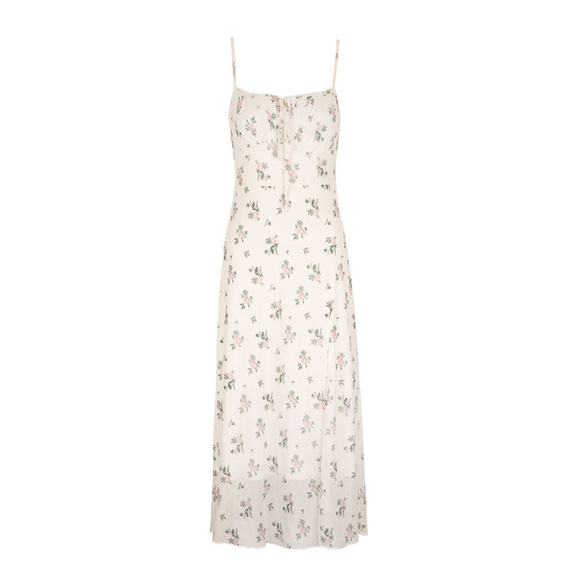Damen Maxikleid mit feinen Spaghetti-Trägern und floralem Druck EB