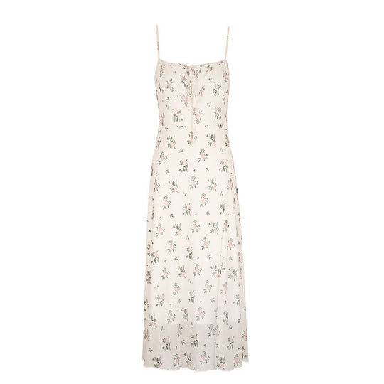 Damen Maxikleid mit feinen Spaghetti-Trägern und floralem Druck EB
