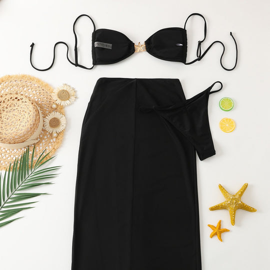 Damen Elegantes Bikini-Set mit modischem Wickelrock EB