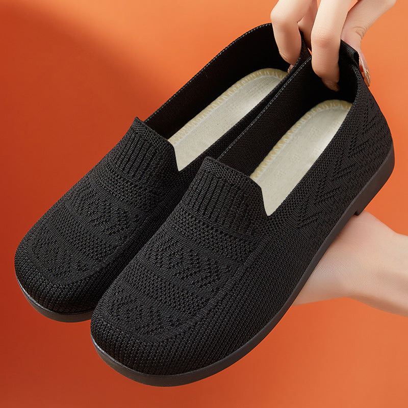Damen Komfortable Strick-Slipper mit elastischem Einstieg und rutschfester Sohle EB