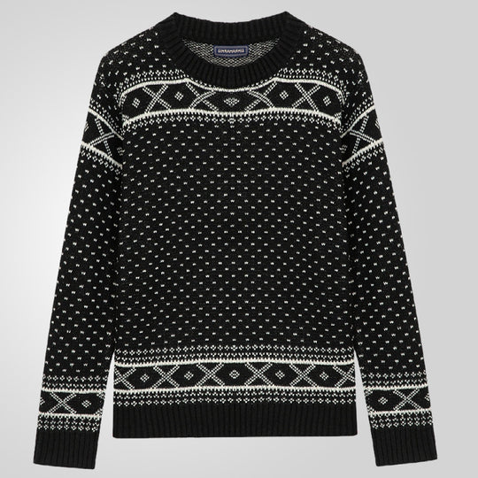 Herren Strickpullover mit traditionellem Norweger-Muster und hohem Kragen EB