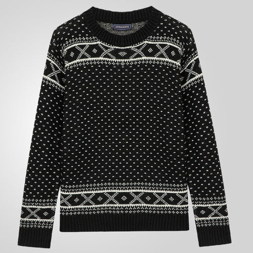Herren Strickpullover mit traditionellem Norweger-Muster und hohem Kragen EB