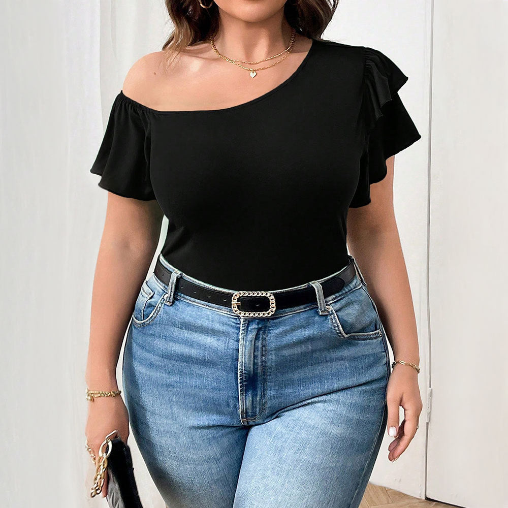 Damen Off-Shoulder Body mit Rüschendetail EB