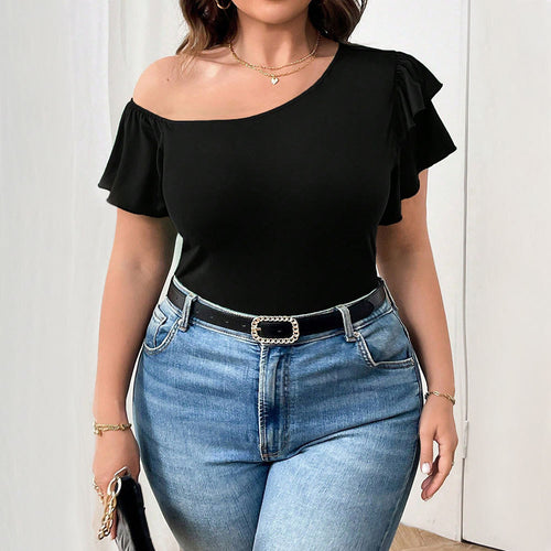 Damen Off-Shoulder Body mit Rüschendetail EB