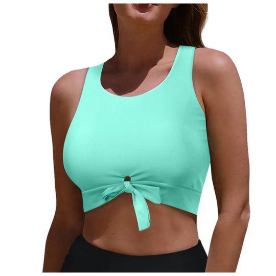 Damen Sportlicher Crop-Top mit Schlaufenbindung EB