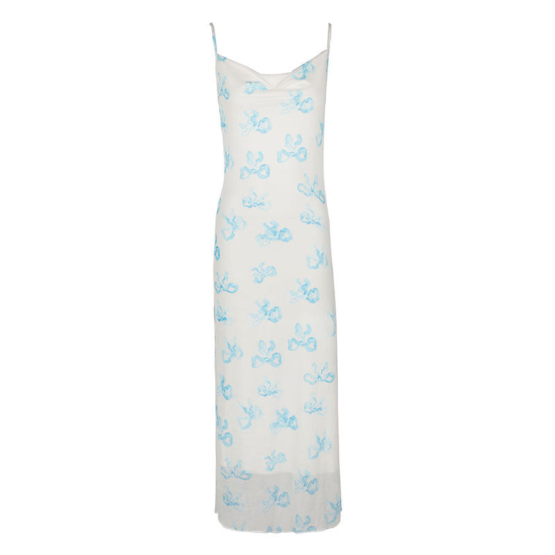 Damen Elegantes Sommerkleid im minimalistischen Stil mit feinen Spaghetti-Trägern EB