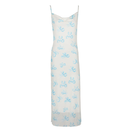 Damen Elegantes Sommerkleid im minimalistischen Stil mit feinen Spaghetti-Trägern EB