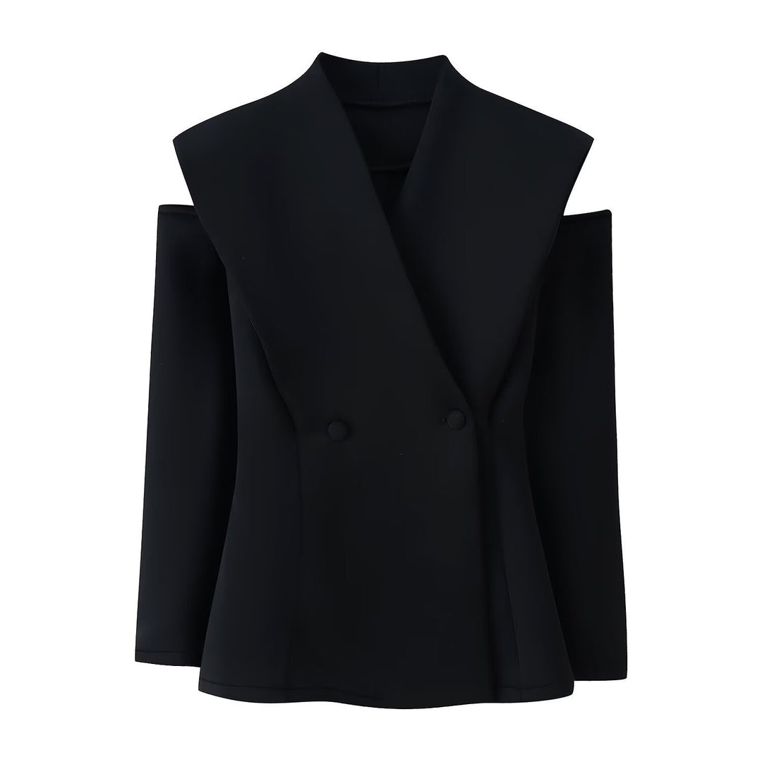 Damen elegante Blazerjacke mit modernem Schnitt und außergewöhnlichem Kragen EB