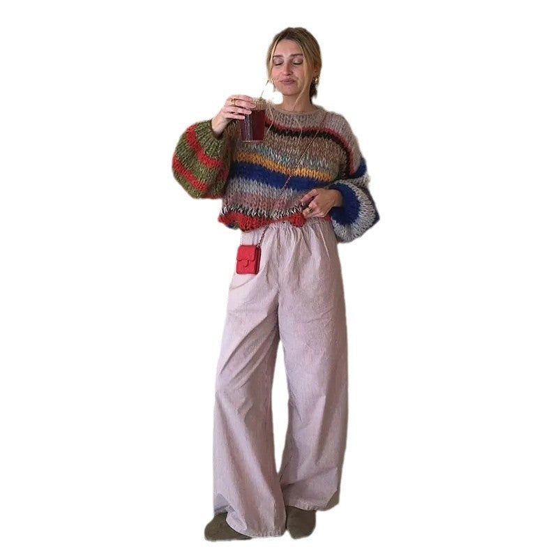 Damen Kuscheliger Strickpullover mit auffälligem Farbdesign EB