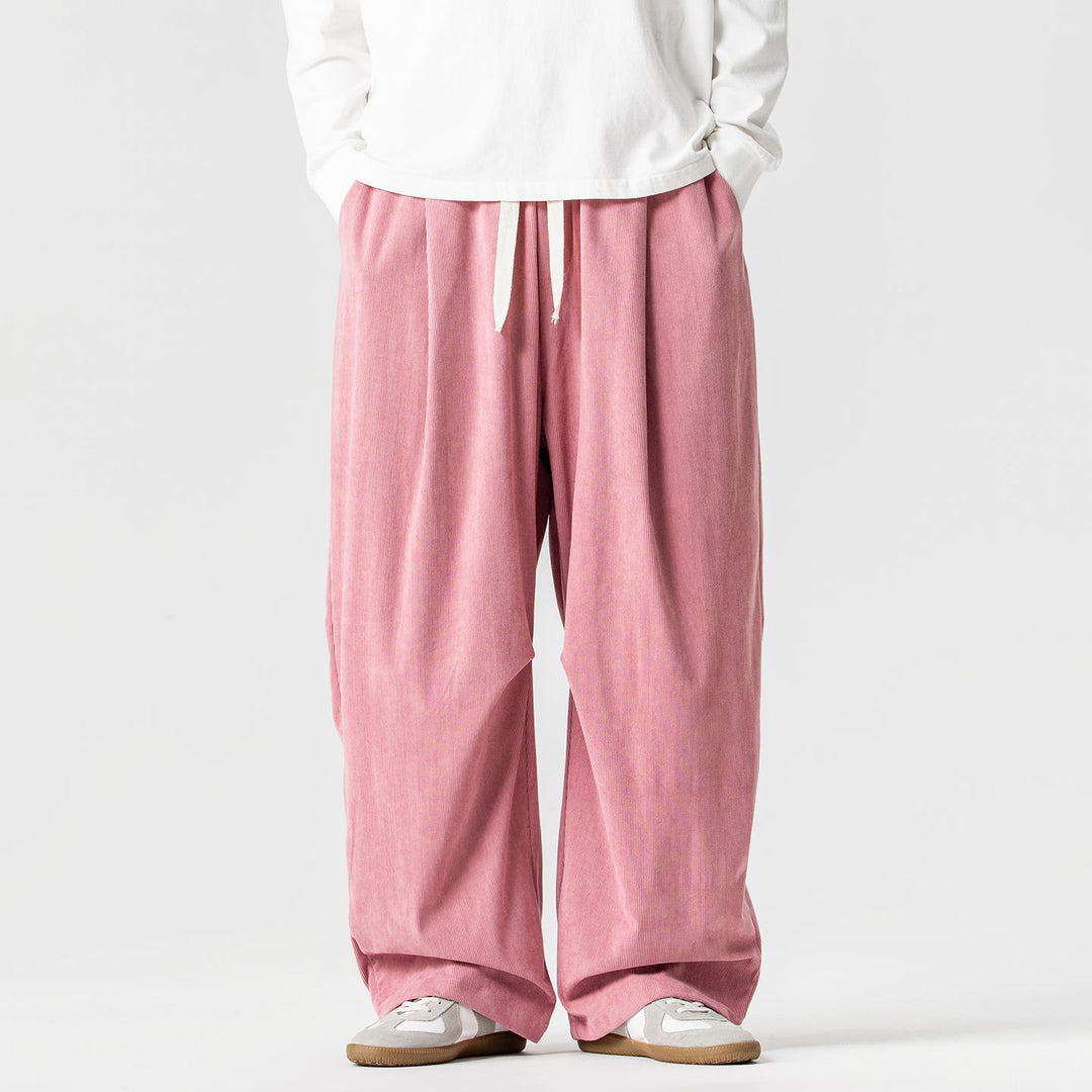 Herren nan weite Cordhose mit Tunnelzug, Bundfalten und relaxed Fit EB