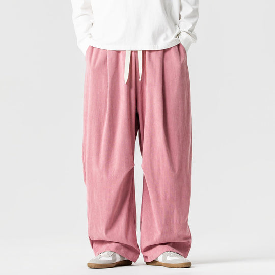 Herren nan weite Cordhose mit Tunnelzug, Bundfalten und relaxed Fit EB