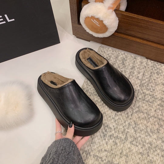 Damen gemütliche Fleece-Clogs mit rutschfester Sohle sowie weichem Kunstfell-Innenfutter EB