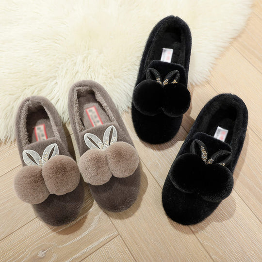 Damen Kuschelige Hausschuhe mit dekorativem Pom-Pom und Blattdesign EB