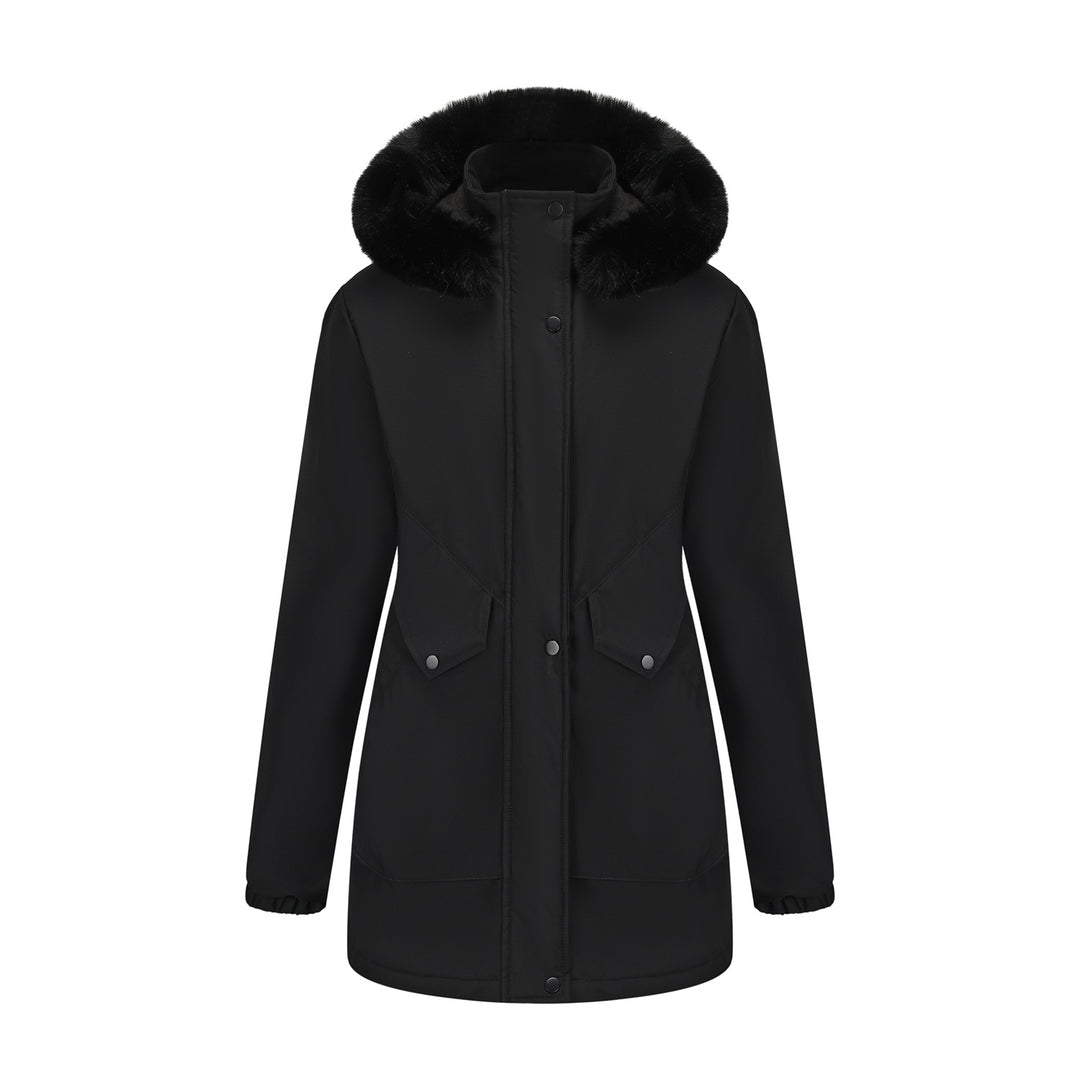 Damen wasserabweisende Parkajacke mit kuscheligem Kunstfellkragen EB