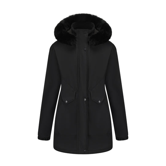 Damen wasserabweisende Parkajacke mit kuscheligem Kunstfellkragen EB
