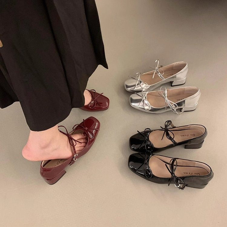Damen elegante und bequeme Ballerinas mit dekorativem Schleifendetail EB
