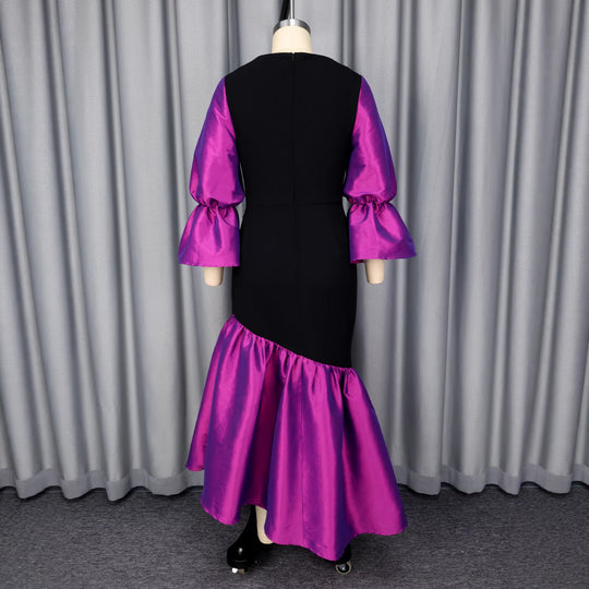 Damen Abendkleid mit voluminösen Ärmeln und elegantem Saum EB