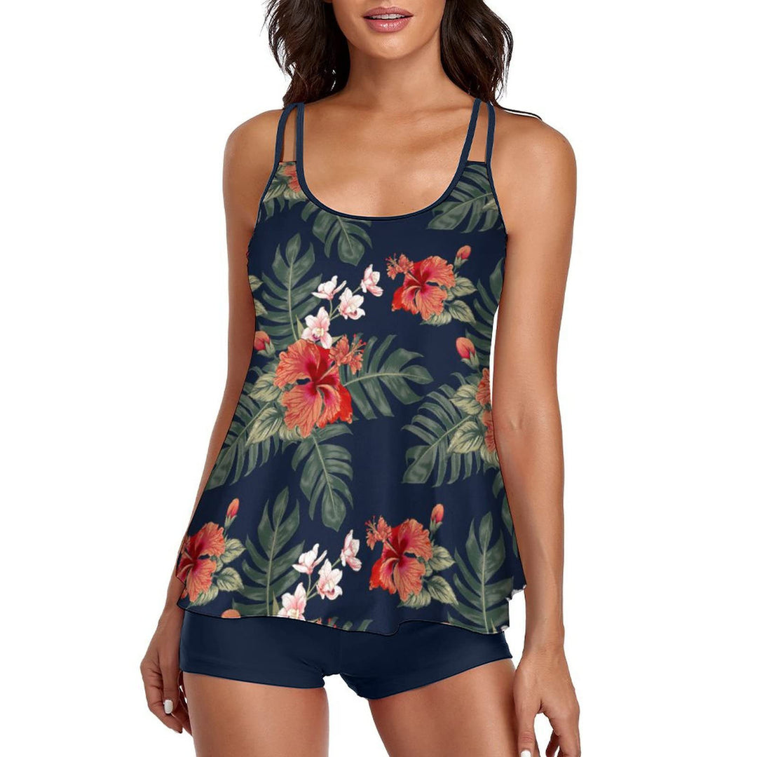 Damen Sport Tankini mit floralem Schnitt EB