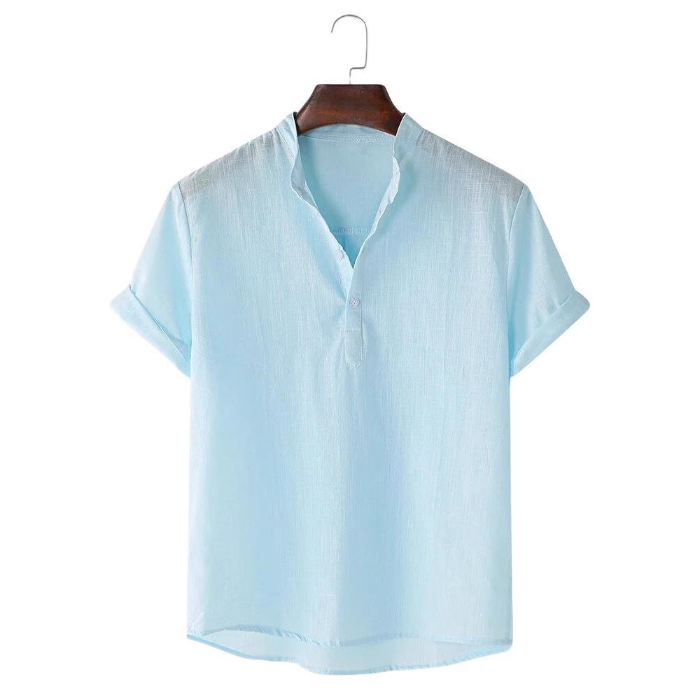 Herren Kurzarmhemd mit innovativem Henley-Ausschnitt und fließendem Material EB
