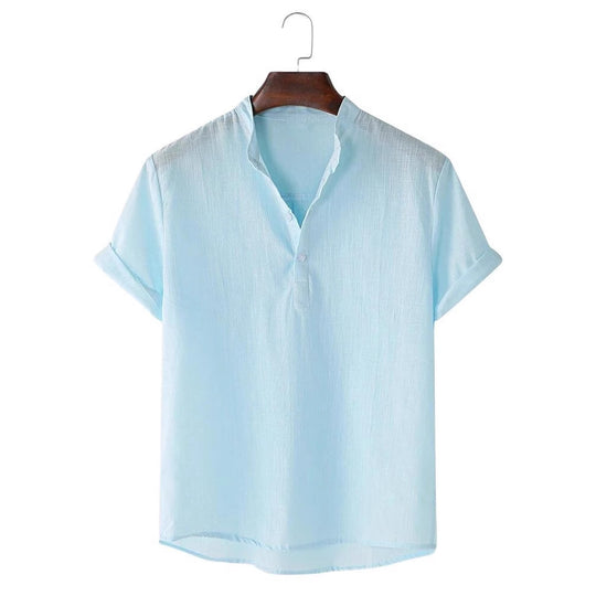 Herren Kurzarmhemd mit innovativem Henley-Ausschnitt und fließendem Material EB