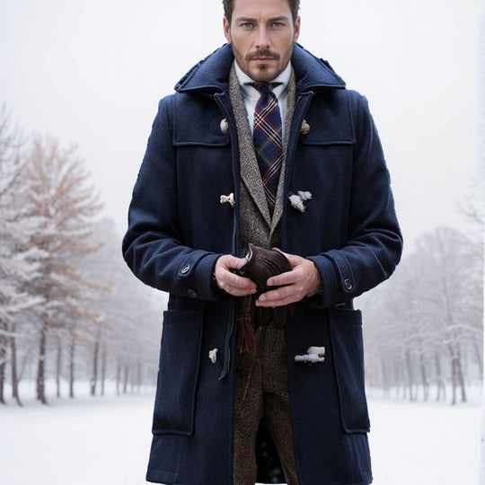 Herren Stilvoller Dufflecoat mit Knopfdetails EB
