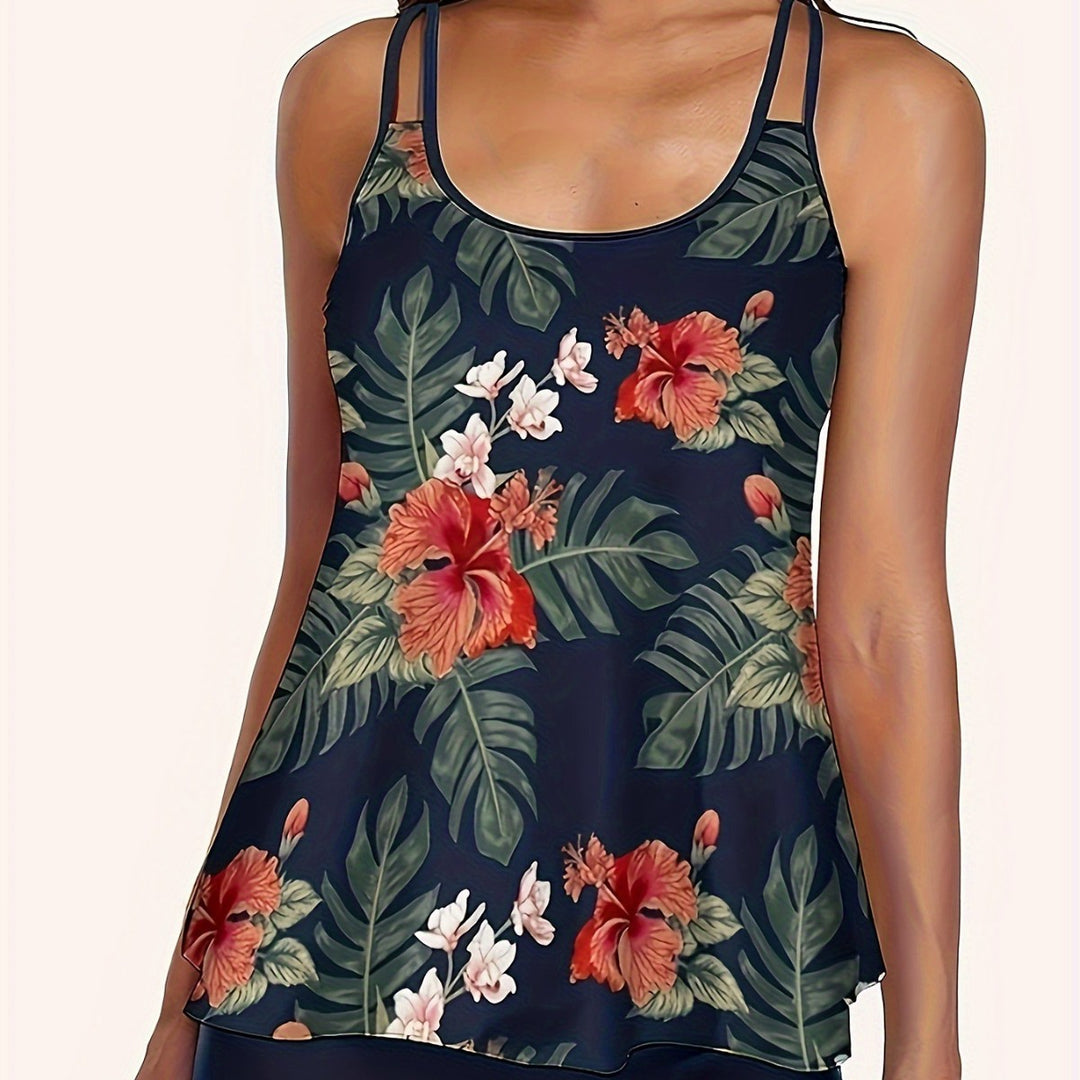 Damen Tankini mit floralem Design und lockerem Schnitt EB