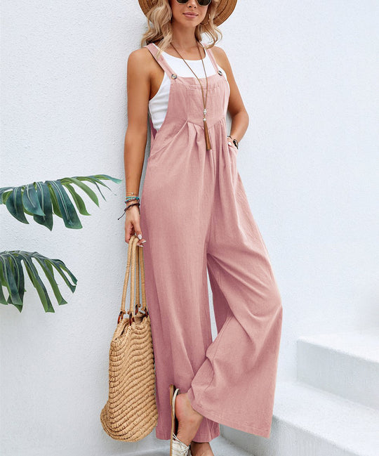 Damen Lässiger Jumpsuit mit weitem Bein und verstellbaren Trägern EB