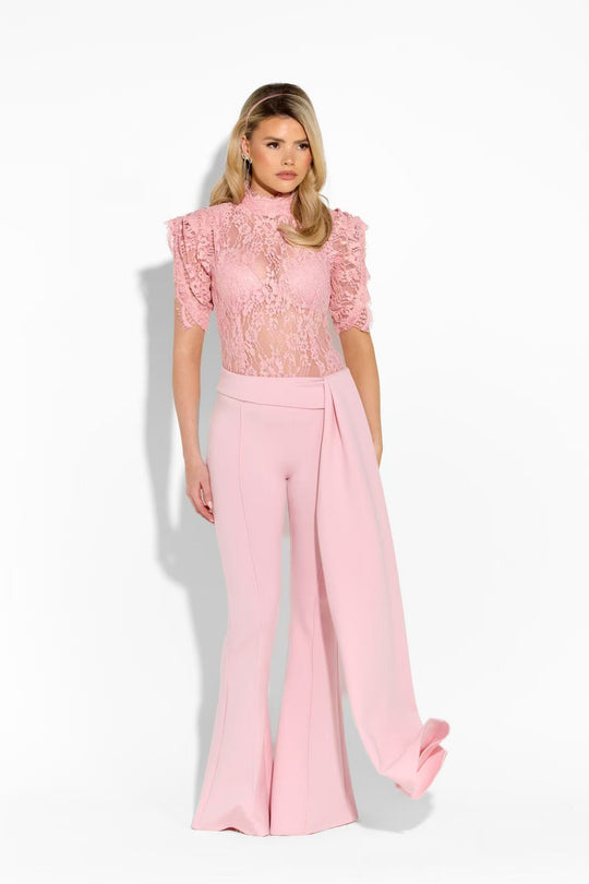Damen Elegante Flared-Hose mit seitlichem Drapierungseffekt EB