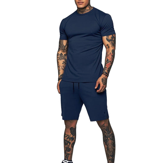 Herren Sportliches Kurzarm- und Shorts-Set mit kontrastierenden Details EB