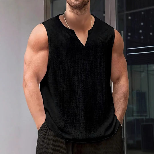 Herren Ärmelloses Freizeitshirt mit strukturiertem Design und V-Ausschnitt EB