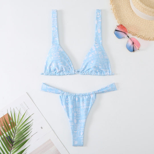 Damen wunderschöner Bikini mit floralen Mustern EB