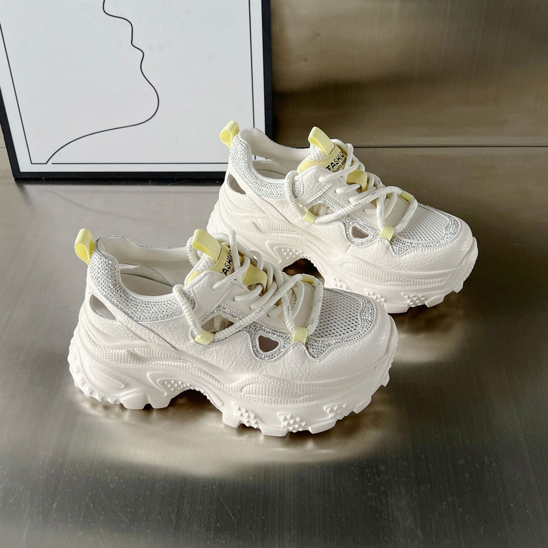 Damen Sportliche Chunky Sneakers mit modischem Netzdesign und rutschfester Sohle EB