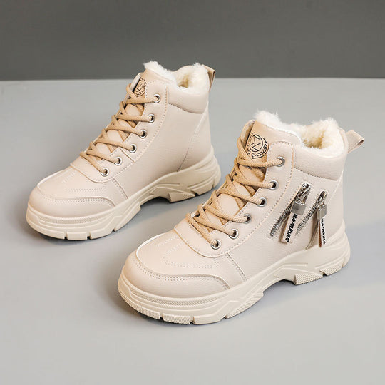 Damen High-Top Sneakers mit warmem Innenfutter und modischem Reißverschluss EB