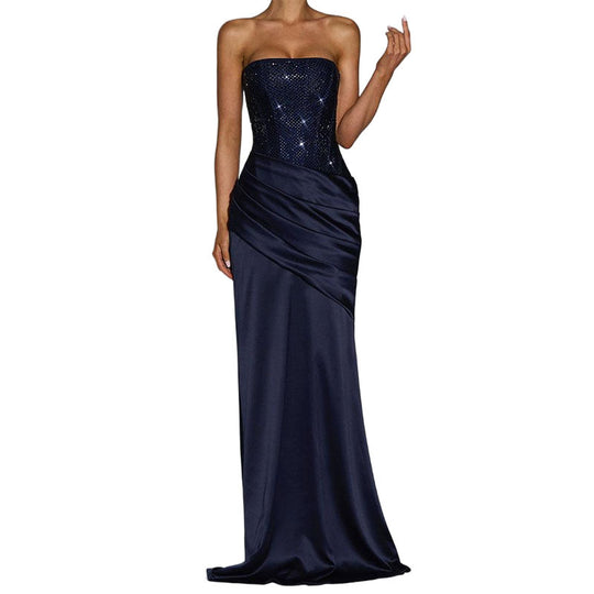 Damen Elegant Maxi-Kleid mit funkelndem Oberteil EB