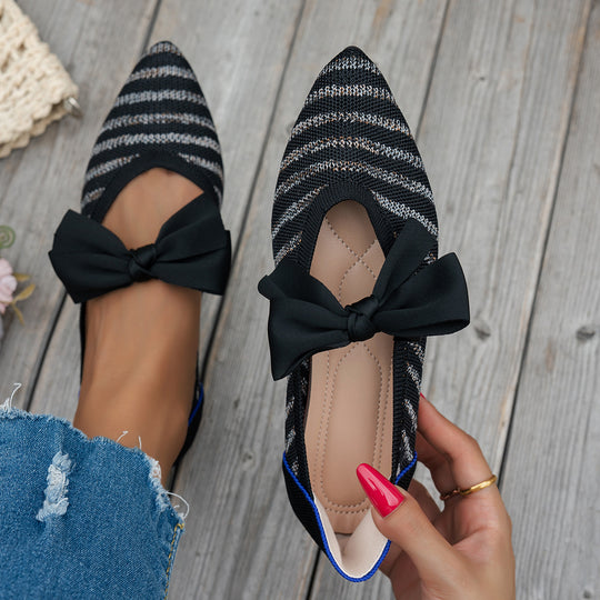 Damen spitzen Ballerinas mit eleganter Schleifenapplikation EB