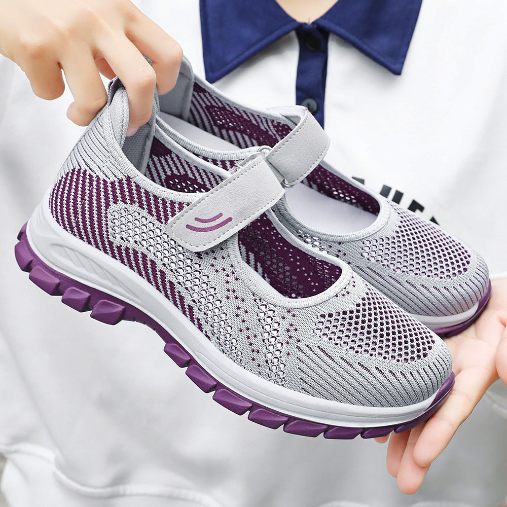 Damen Sportliche Slip-On Sneakers mit verstellbarem Riemen EB