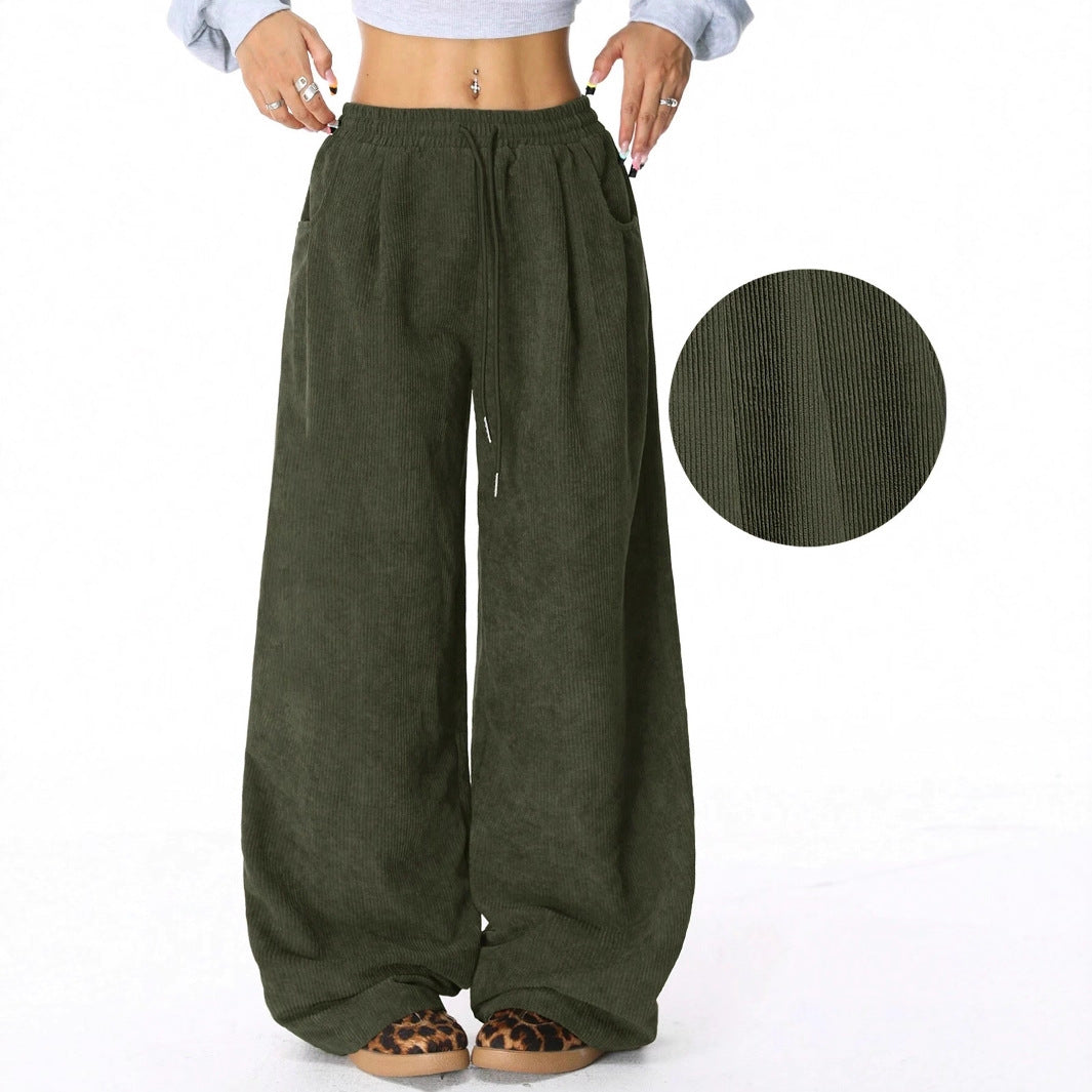 Damen Weite Cord-Hose mit elastischem Bund EB