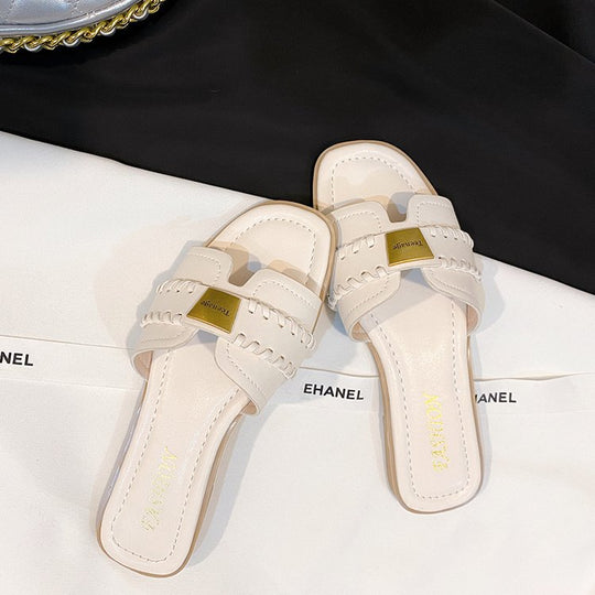 Damen Bequeme Pantoletten mit modischem Riemendetail EB