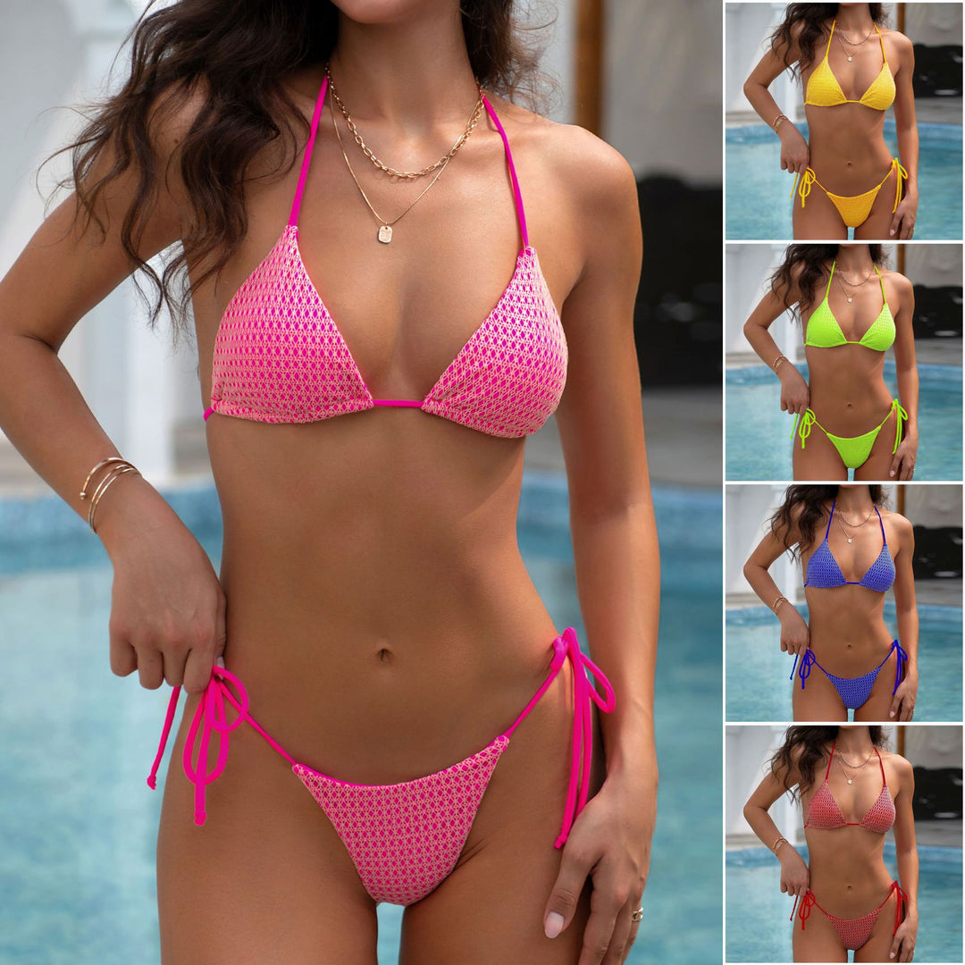 Damen Triangel-Bikini mit hochwertigem Netzstoff und verstellbarem Schnitt EB
