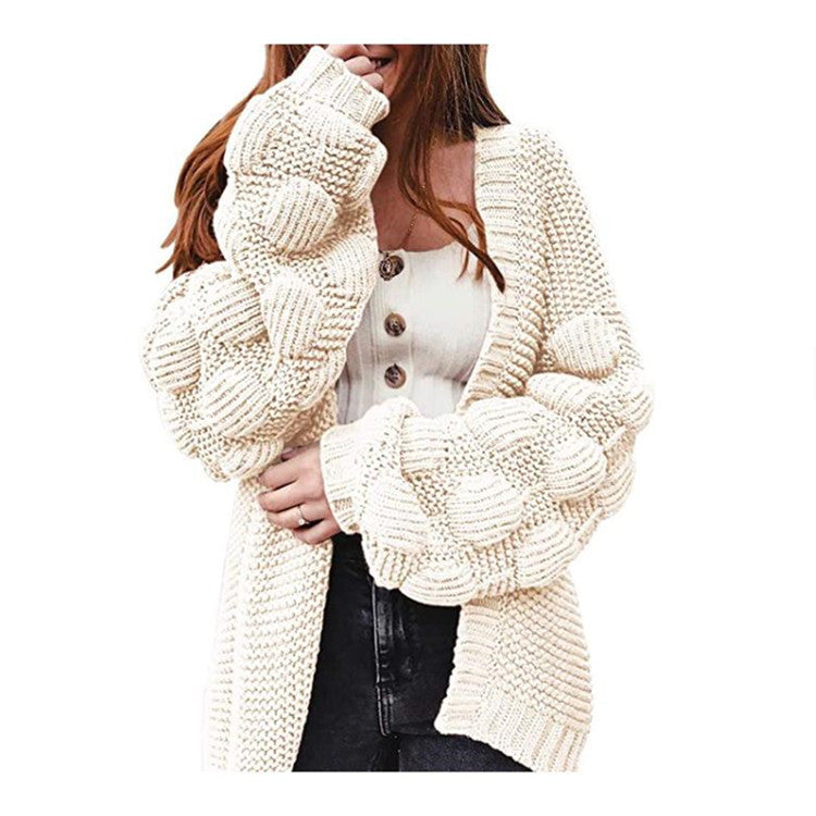 Damen Strickjacke mit strukturierten Ärmeln EB