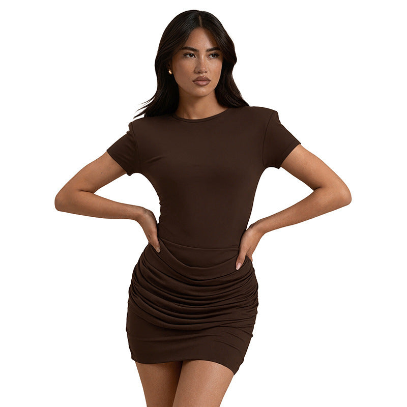 Damen Minikleid mit raffinierten Rüschendetails und körpernahem Schnitt EB