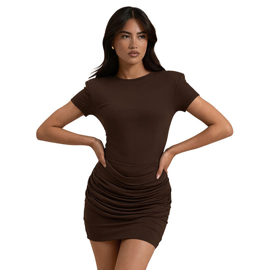 Damen Minikleid mit raffinierten Rüschendetails und körpernahem Schnitt EB