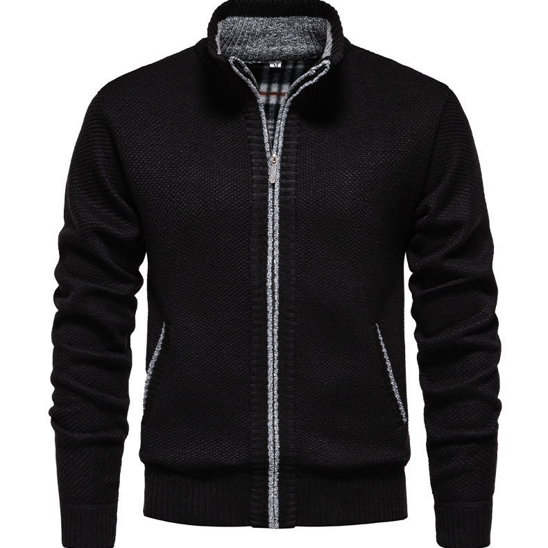 Herren sportliche Strickjacke mit Stehkragen EB