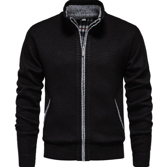 Herren sportliche Strickjacke mit Stehkragen EB
