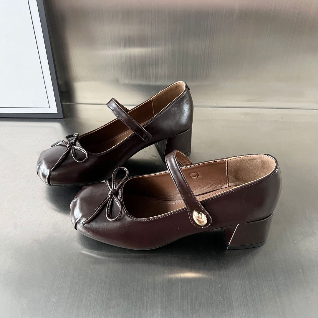 Damen elegante Ballerinas mit modischem Riemen und dekorativer Schleifenverzierung EB