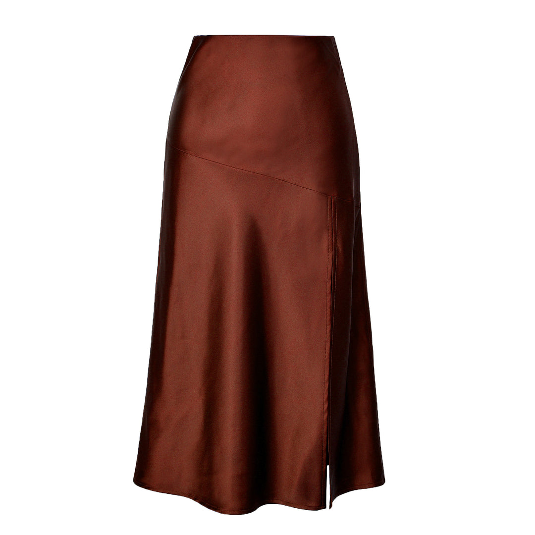 Damen eleganter Midirock aus satinierter Viskose EB