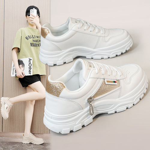 Damen Sneaker mit modischem Reißverschluss und gepolstertem Innenfutter EB