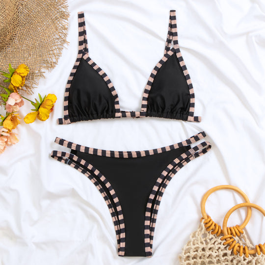 Damen Triangel-Bikini-Set mit attraktivem Rippendesign EB