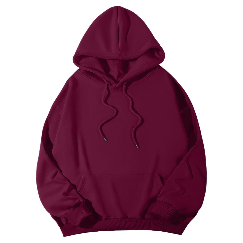Unisex Oversize-Fleece-Hoodie mit tiefer Schulter, Kängurutasche und breitem Rippbund EB